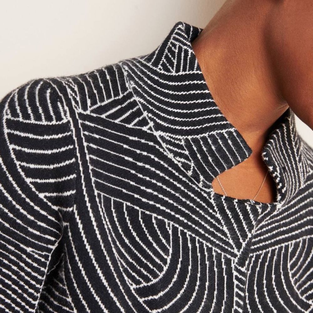 Anthropologie Abstract Print Monochrome Knit Jacket Size Small - Picture 5 of 14